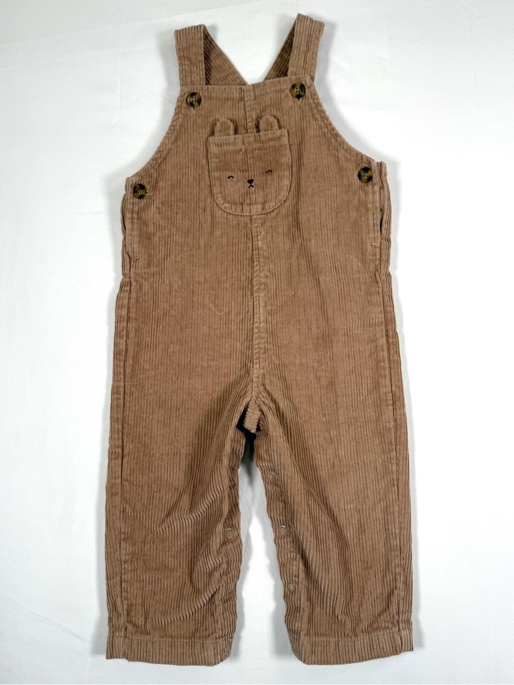 CARTER’S Baby Corduroy Bear Overalls 12M Cottagecore Woodland Neutral Fall